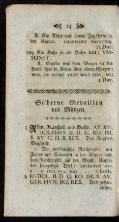 Silberne Medaillen und Münzen