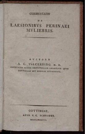 Commentatio De Laesionibus Perinaei Muliebris
