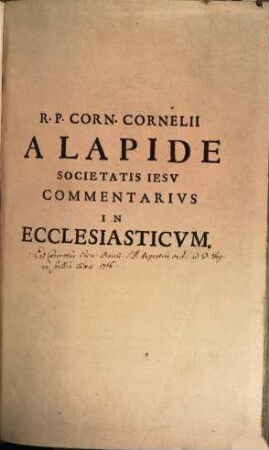 Commentaria In Ecclesiasticvm