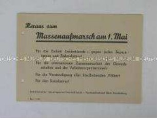 Flugblatt der SED mit einem Aufruf zum 1. Mai