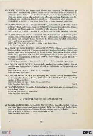 c) Verschiedene Holzarbeiten (Nr. 428-451)