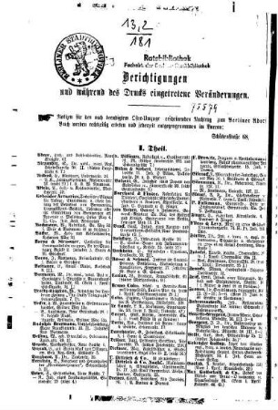 Berichtigungen und während des Drucks eingetretene Veränderungen