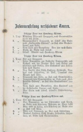 Zusammenstellung verschiedener Touren.