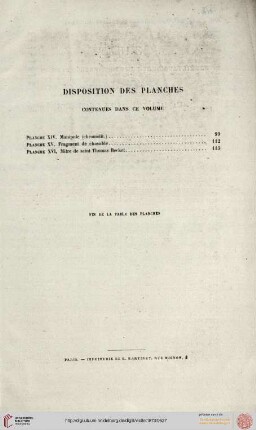 Disposition des planches
