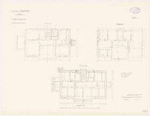 Gefängnis, Wohlau: Direktorenwohnhaus: Grundriss Keller, Erdgeschoss, Dachgeschoss 1:100