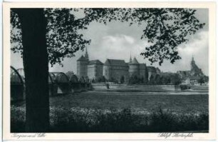 Torgau. Schloss Hartenfels mit Elbbrücke
