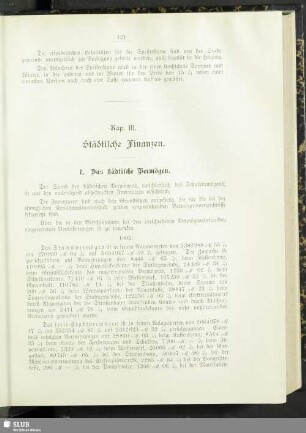 Kap. III. Städtische Finanzen