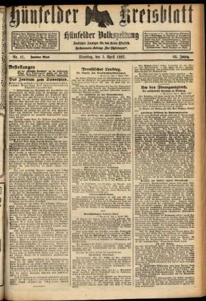 Zweite Ausgabe vom Dienstag, den 05. April 1927.