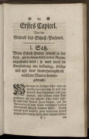 Erstes Capitel. Von der Gewalt des Schieß-Pulvers.