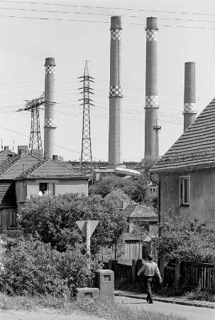 Deutsch-polnische Grenze, 1992. Heizkraftwerk in Finkenheerd. Heute Brieskow-Finkenheerd