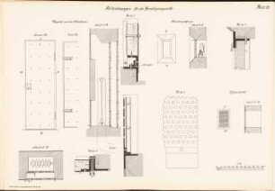 Beruhigungszelle: Ansichten, Details 1:10 (aus: Musterzeichnungen f. d. Ausbau v. Gefängnissen in Preußen, bearb.im Ministerium d. öffentl. Arbeit, 1912)