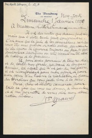 Brief an Lilli Lehmann : 01.01.1899