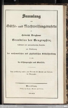 Sammlung von Hülfs- und Nachweisungstafeln