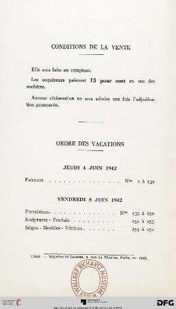 Conditions de la vente