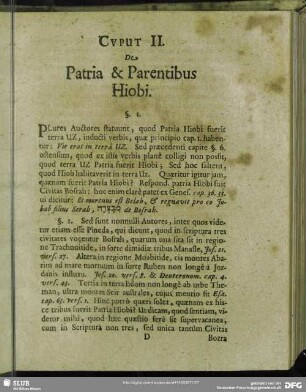 Caput II. De Patria & Parentibus Hiobi