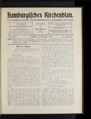 Nr. 51/52. Hamburg, 19. Dezember 1915. 12. Jahrgang.