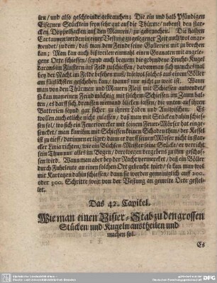 Das 42. Capitel. Wie man einen Vister-Stab den grossen Stücken und Kugeln austheilen und machen sol.