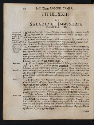 Titul. XXIII. De Salario Et Immvnitate Cameralium.