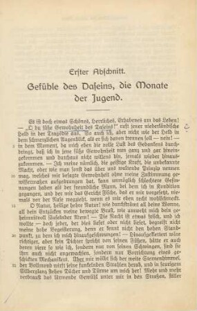 Erster Abschnitt. Gefühle des Daseins, die Monate der Jugend