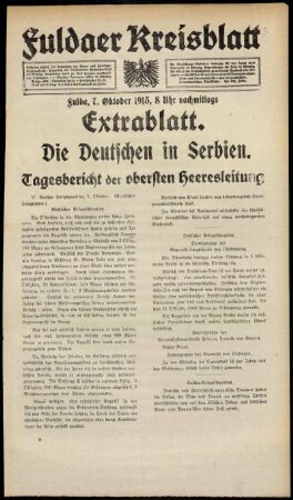 Zweite Ausgabe vom Donnerstag, den 07. Oktober 1915.