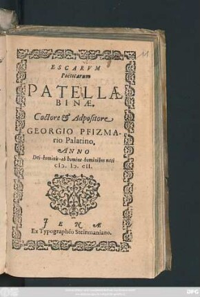 Escarum Poeticarum Patellae Binae