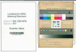 Entnazifizierung Maria Gruenter , geb. 11.06.1913 ()