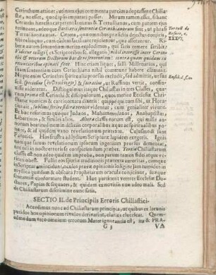 Sectio II. de Principiis Erroris Chiliastici.