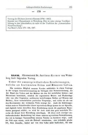 Ueber die aussergewöhlichen Erscheinungen, welche an bestimmten Orten und Häusern haften [Bd. 3, 1847]