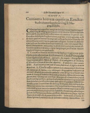 Caput V. Continens brevem capitis 39. Ezechielis, de ultimo supplicio Gog & Magog, analysin.