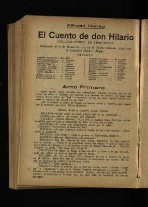 El cuento de don Hilario : juguete cómico en tres actos