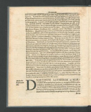 D Martinum Lutherum ut Martyrem ex antiquiori pariter ac recentiori Historia Ecclesiastica confideraturi ...