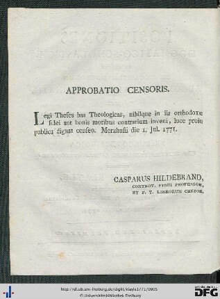 Approbatio Censoris.