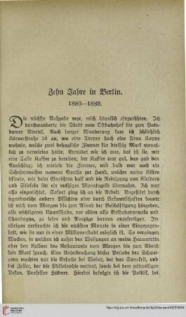 Zehn Jahre in Berlin, 1880-1889