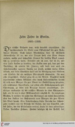 Zehn Jahre in Berlin, 1880-1889