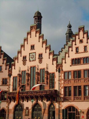 Frankfurt am Main - Rathaus auf dem Römerberg : Die Gebäude des historischen Rathauses auf dem Römerberg, aufgenommen in Frankfurt am Mai am 9. Oktober 2012
