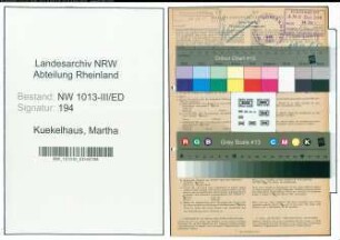 Entnazifizierung Martha Kuekelhaus , geb. 16.05.1901 (Lehrerin)