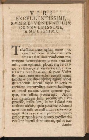 Viri Excellentissimi, Svmme Venerabilis, Consvltatissime, Amplissimi,