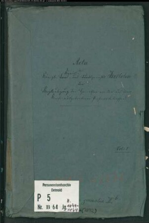 Belegakte zu den Zivilstandsregistern der Dissidenten mit den Orten Evingsen, Iserlohn und Kalle (H 1849-1864)