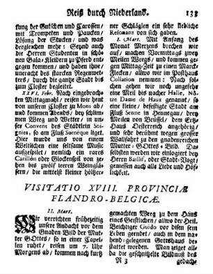 Visitatio XVIII. Provinciæ Flandro-Belgicæ