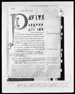 Briefe des Apostels Paulus (enge Beziehungen zur Ada-Gruppe) — Initiale P(aulus servus)