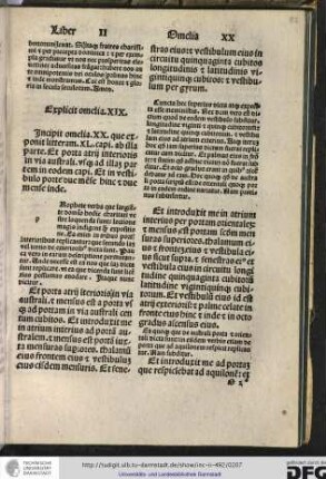 Incipit omelia XX, que exponit litteram XL capituli ab illa parte: et porta atrii... usque ad illam partem in eodem capitulo: et in vestibulo...