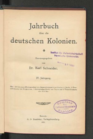 4.1911: Jahrbuch über die deutschen Kolonien