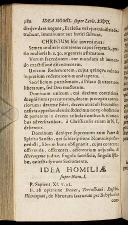 Idea Homiliæ super Num.