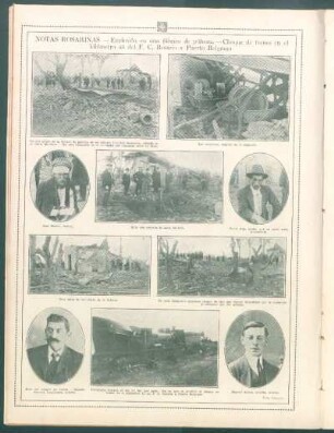 Notas rosarinas.- Explosión en una fábrica de pólvora.- Choque de trenes en el kilómetro 43 del F. C. Rosario a Puerto Belgrano