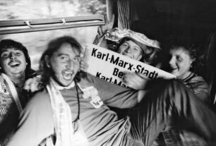 Union-Fans auf der Fahrt nach Karl-Marx-Stadt (Chemnitz)