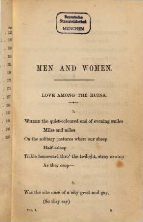 Men and Women : By Robert Browning. In 2 Volumes. 1