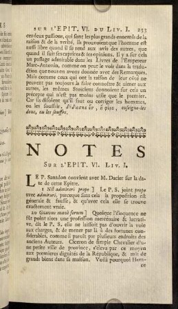 233-235, Notes sur l'Epitre VI.