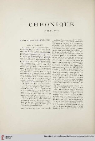 Chronique: 1er Mai 1885