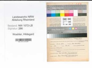 Entnazifizierung Hildegard Woehler , geb. 17.04.1914 (Postassistentin)