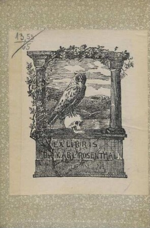 Exlibris: Dr. Karl Rosenthal